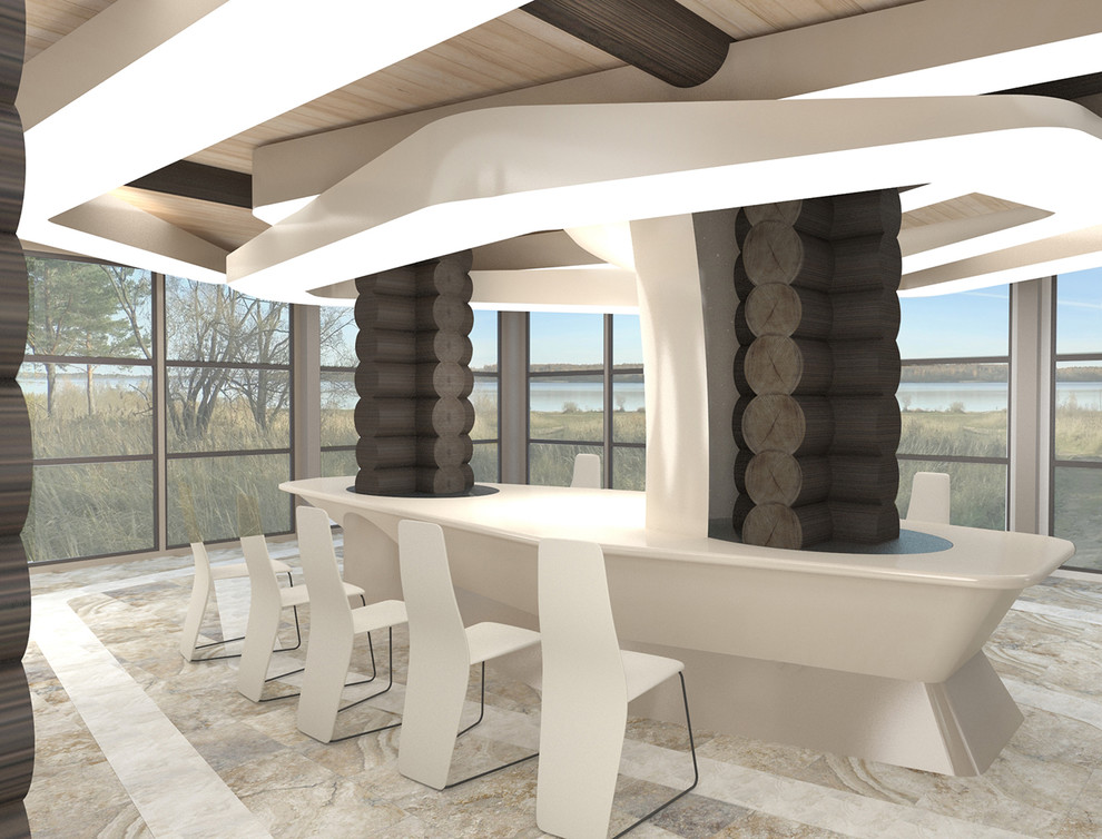 Пространственный интерьерный элемент - гостевой стол и светильник