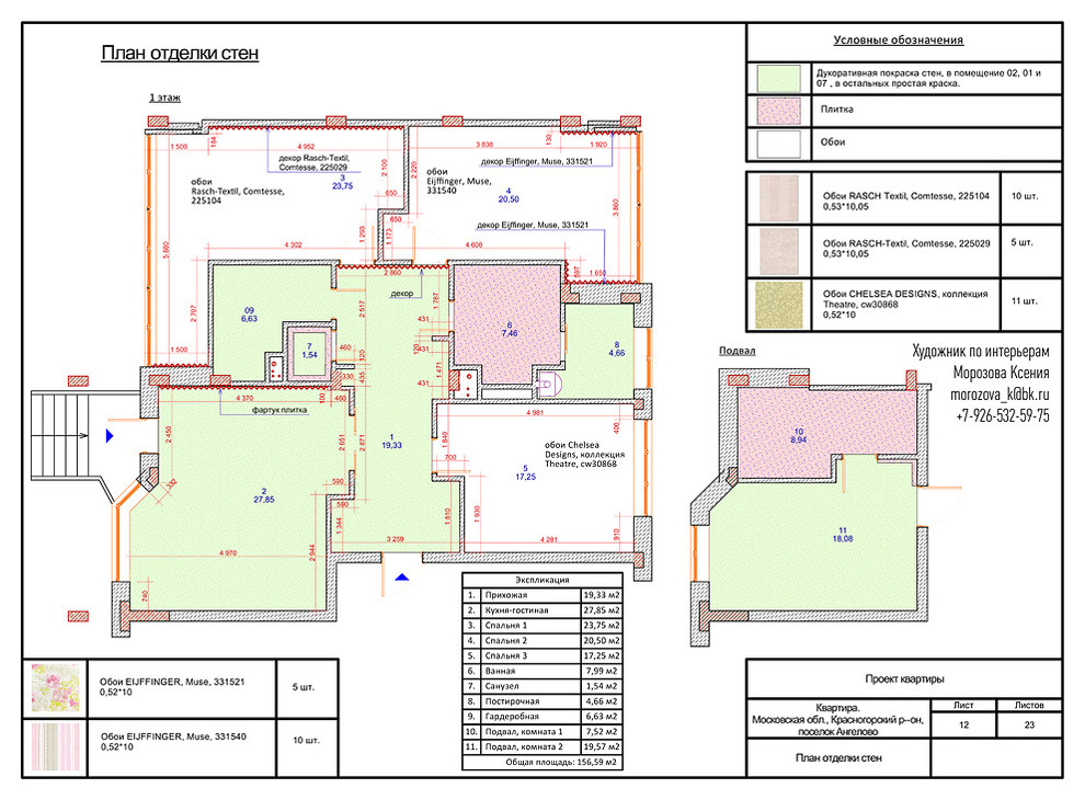 ПЛАН ОТДЕЛКИ СТЕН