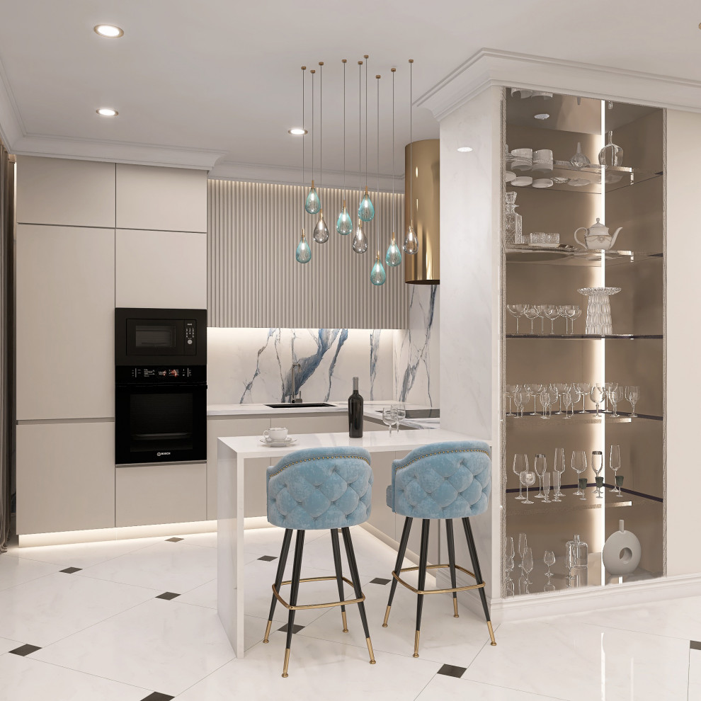 Обложка проекта: Кухня-гостиная с шиком современной классики