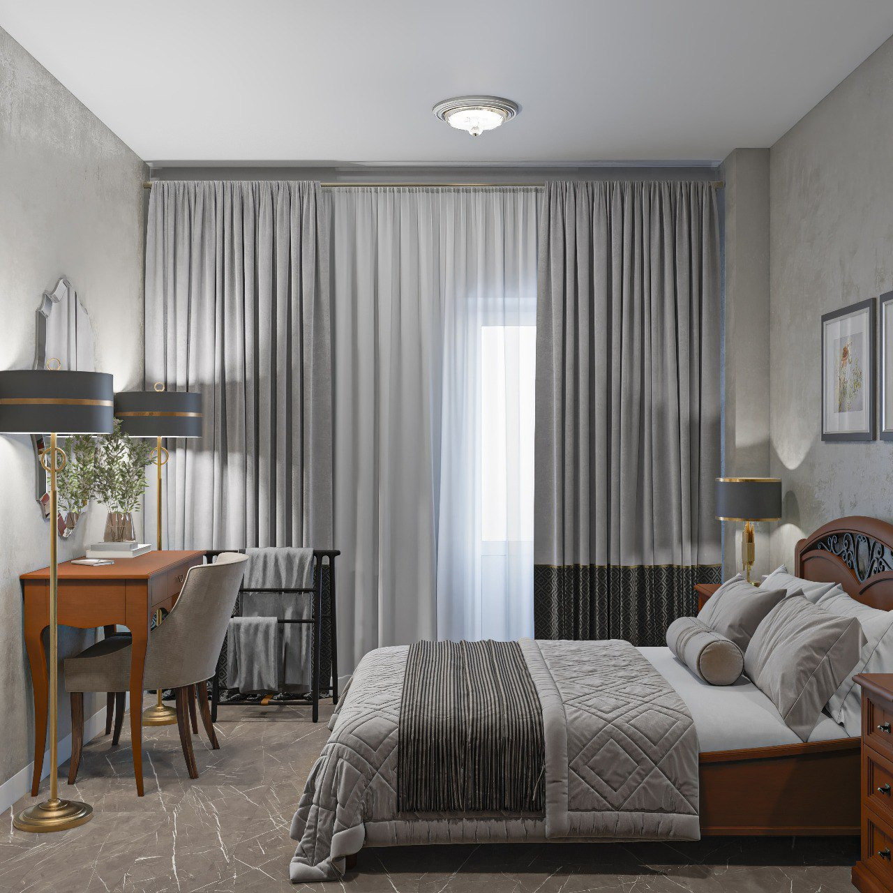 Спальня с классическими элементами