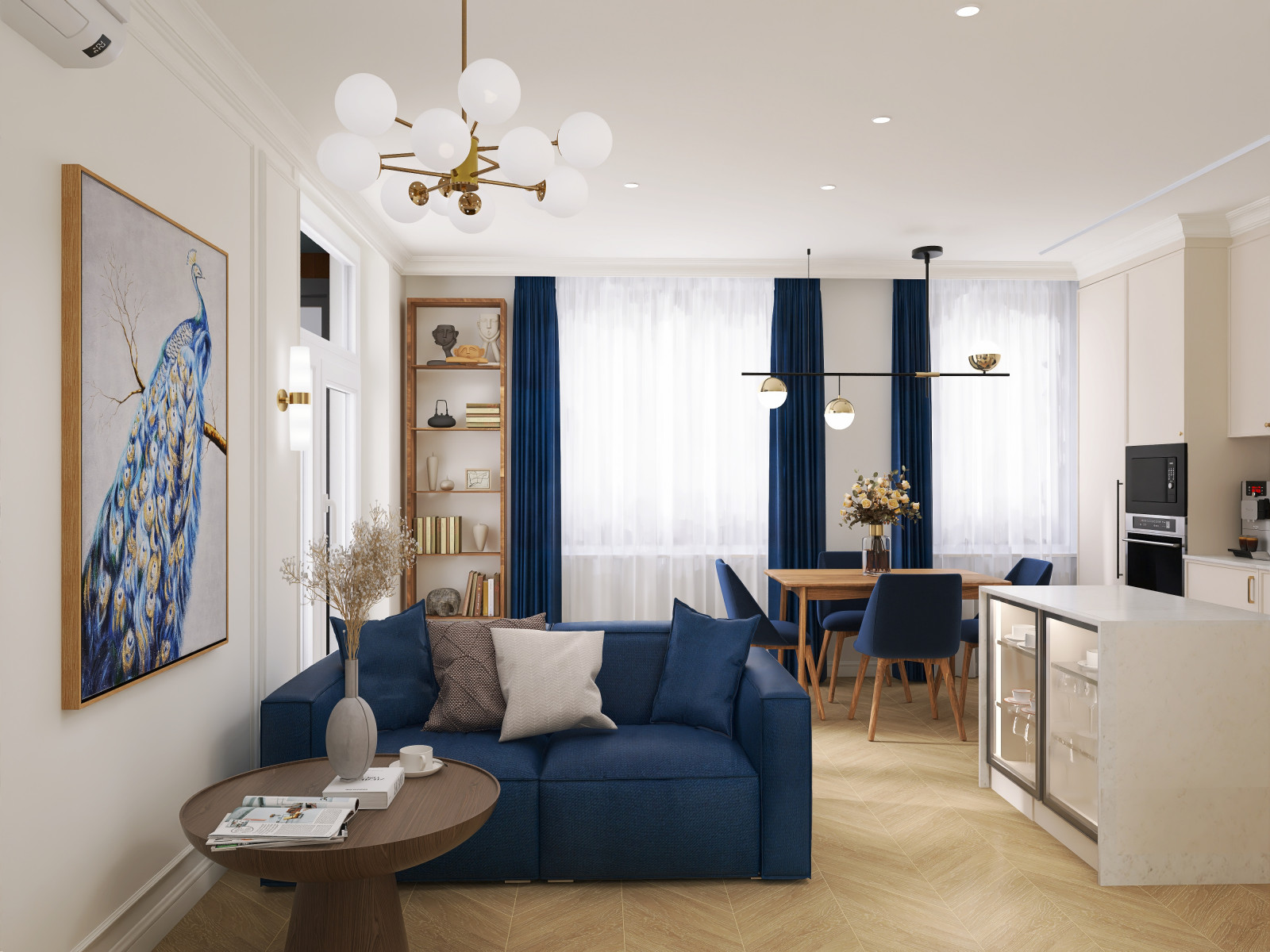 Кухня-гостиная в стиле Современная классика