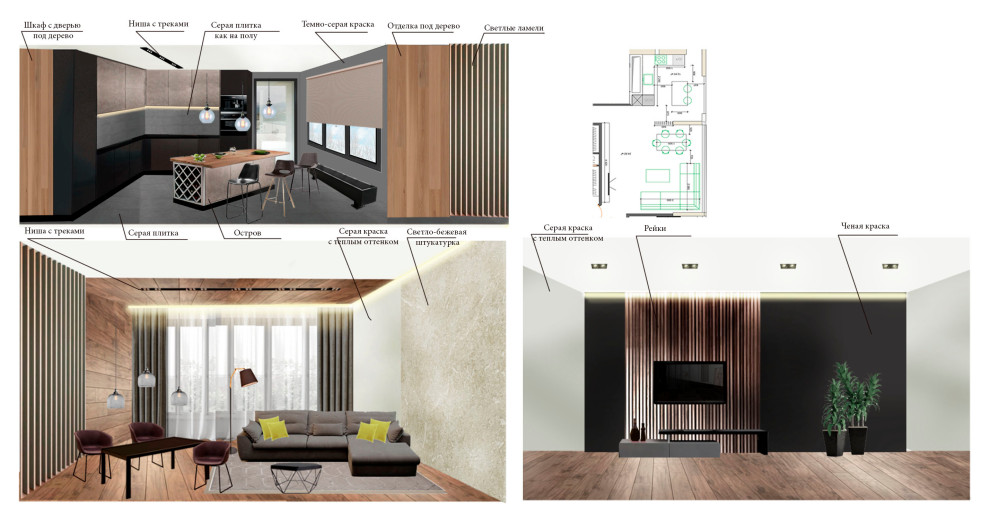 Коллажи проекта 3-х комнатной квартиры