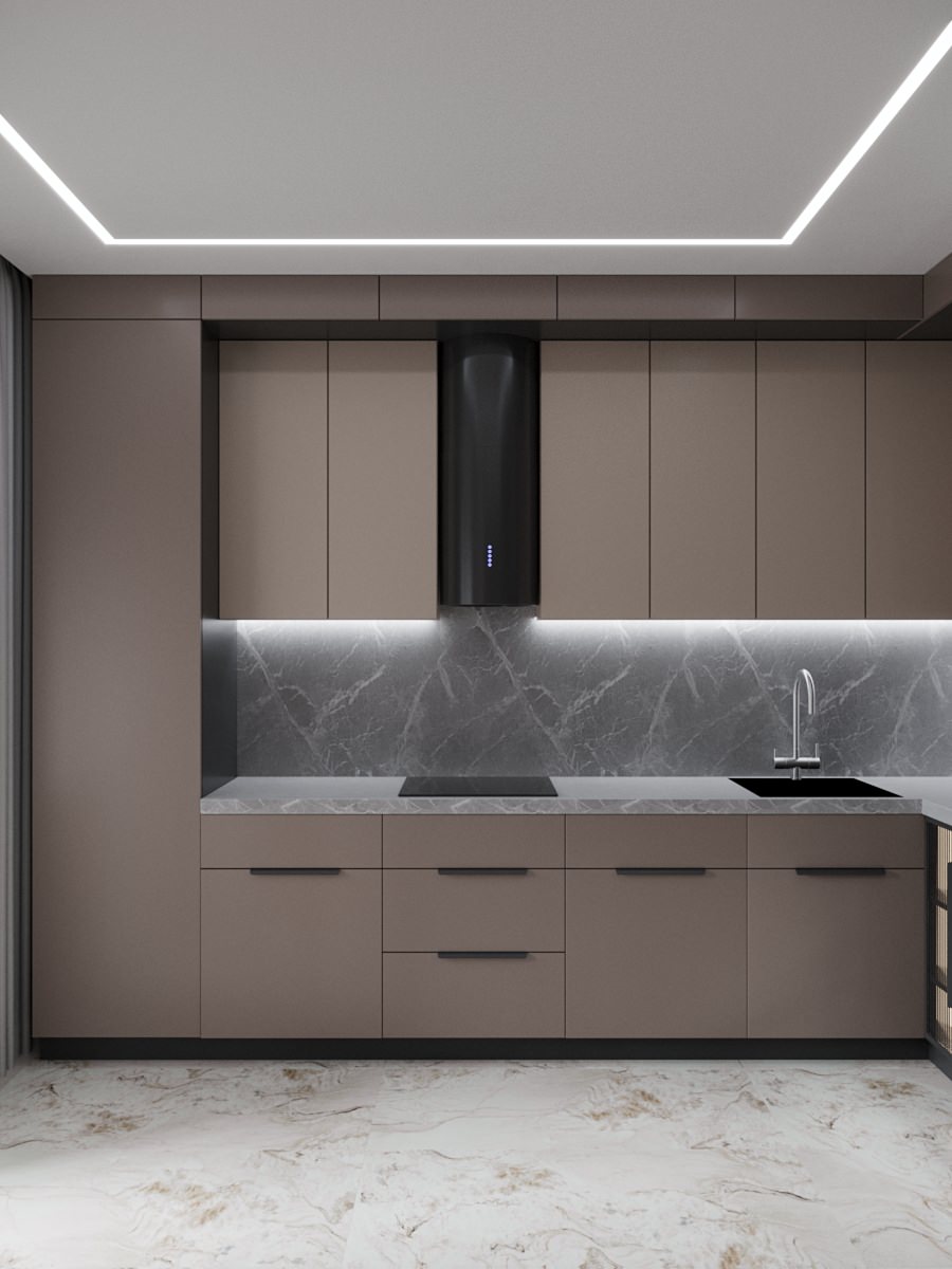 Дизайн кухни-гостиной с курительной комнатой