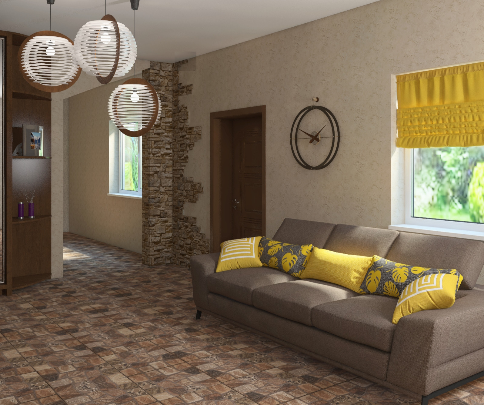 Хай тек в санузлах с плиткой Атем и экостиль с 3 Д панелью в спальне