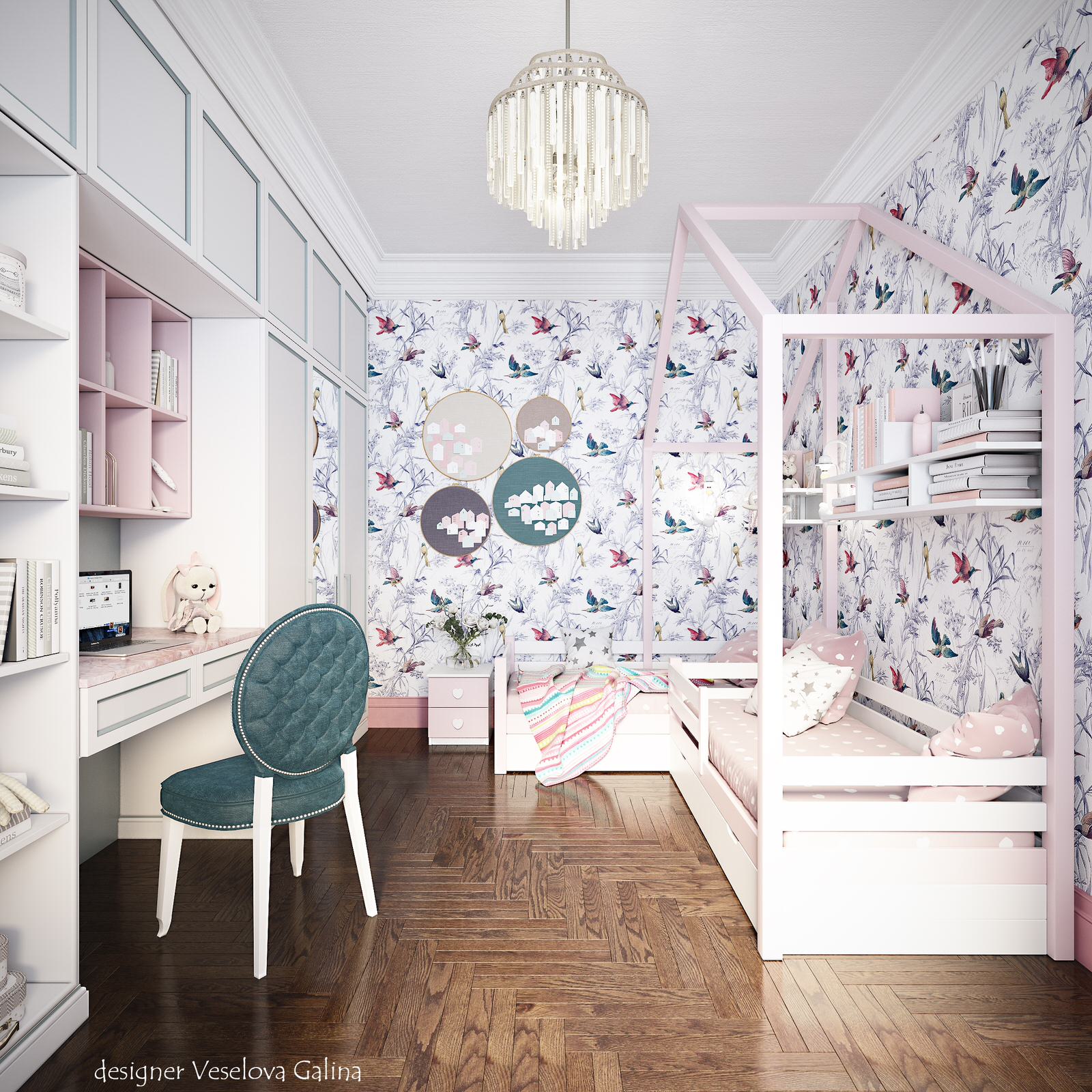 Обложка проекта: Детская с кроватью домиком для девочек