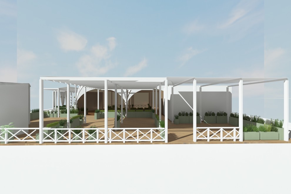 Ресторан "Бохо" олимпийский парк -озеленение кашпо