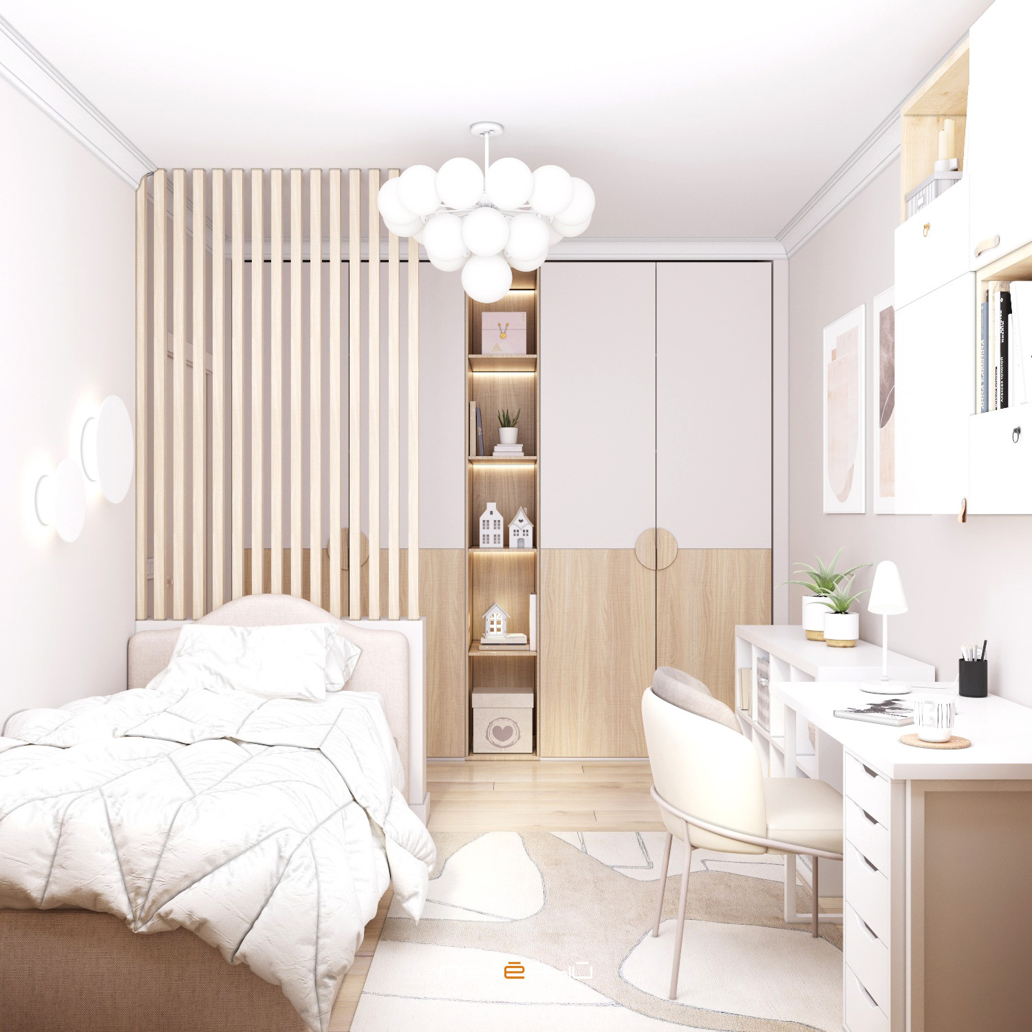 Современный интерьер в тёплой цветовой гамме