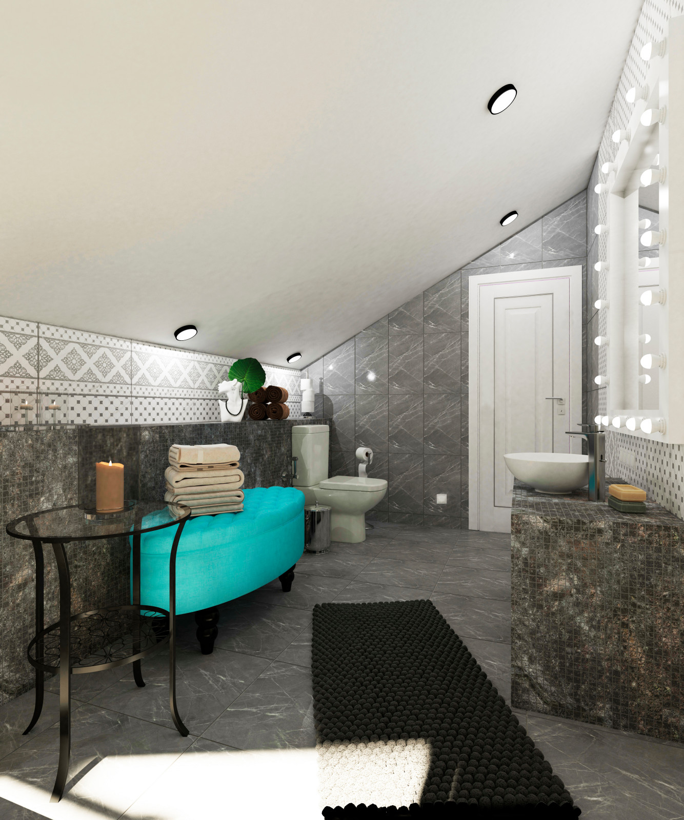 Дизайн интерьера санузла в частном доме второго этажа