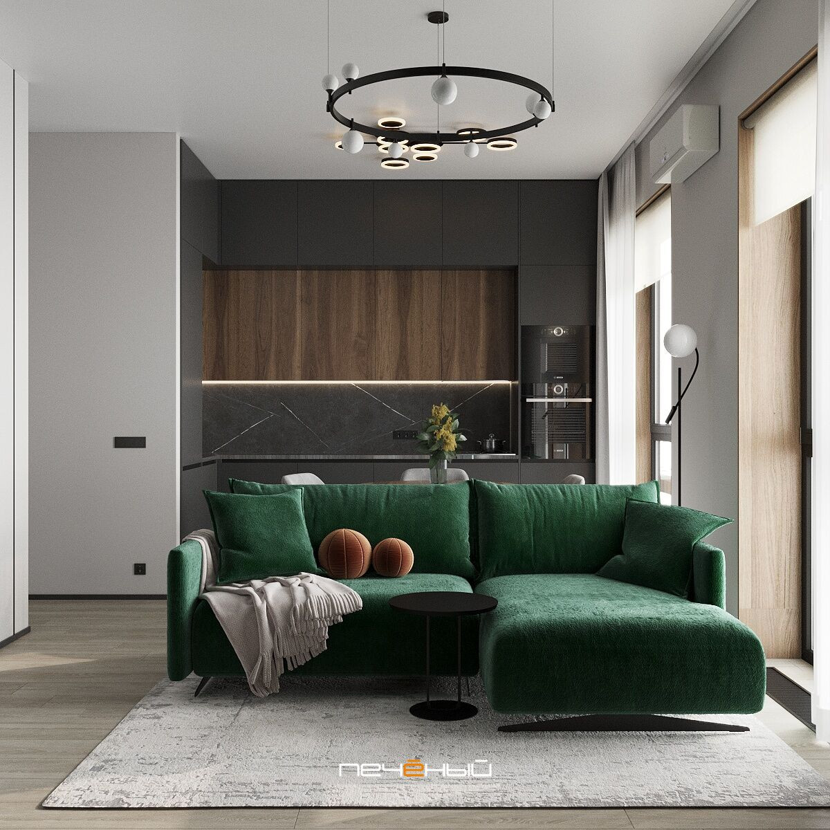 2025 Дизайн 3-комн. квартиры 69 м² в современном стиле, ЖК Dream Tower