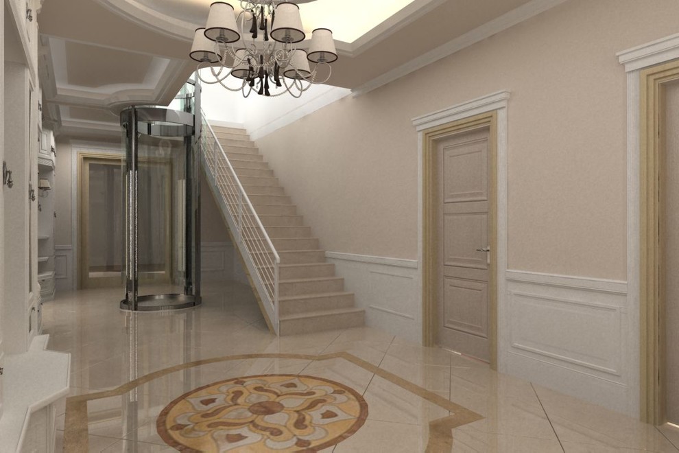 Загородный Дом - прихожая, гостиная. Проект.