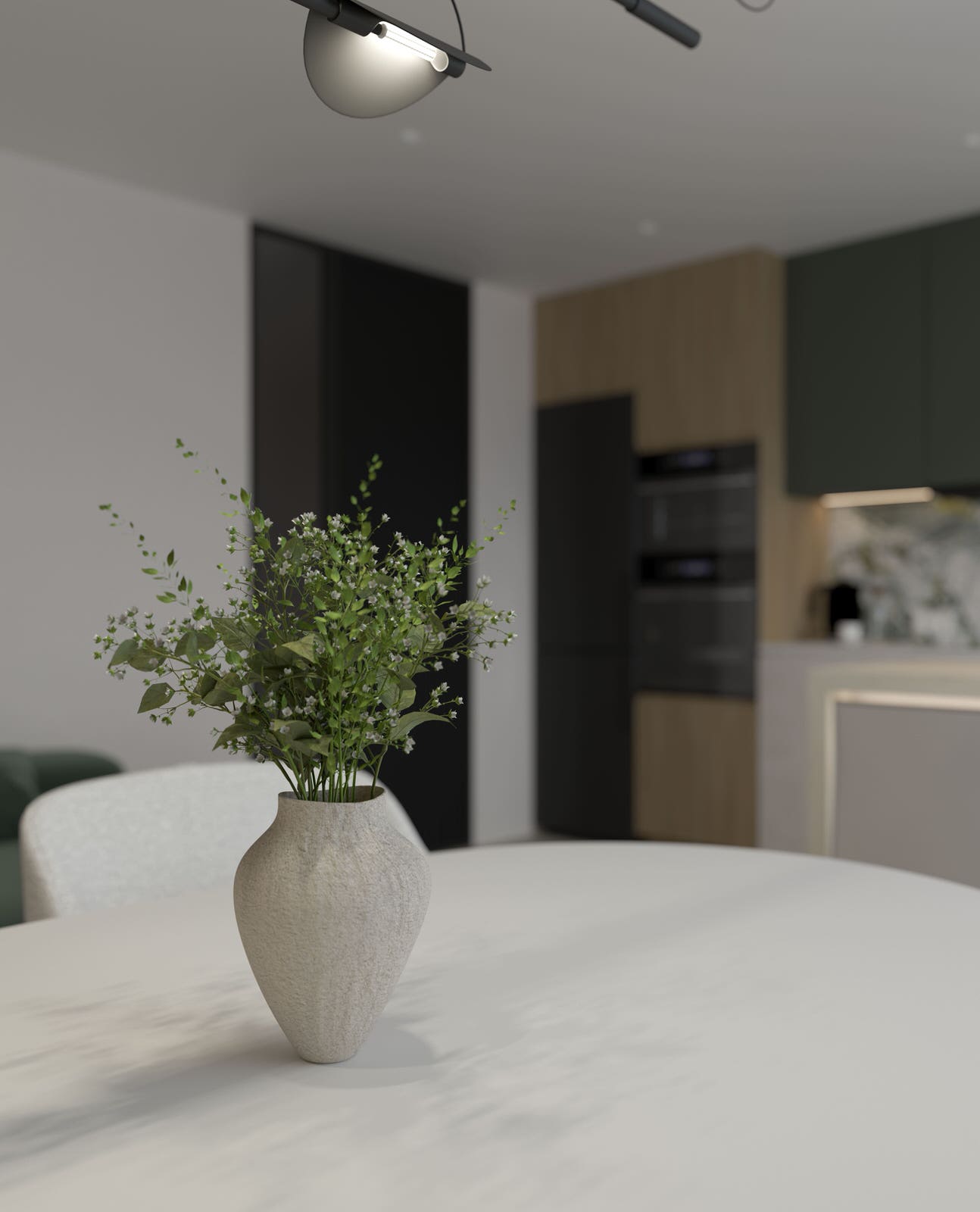 Проект кухни-гостиной в Санкт-Петербурге, стиль джапанди