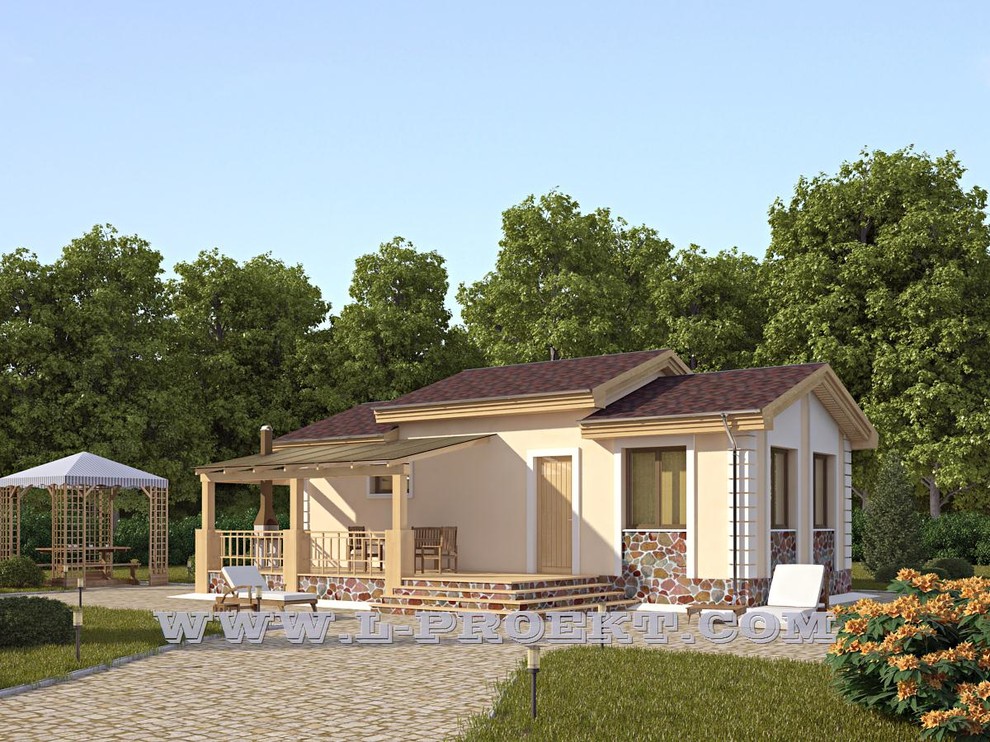 Проект 227 - баня с террасой для барбекю