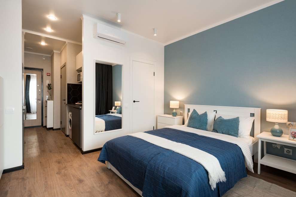 Маленькая квартирка 28 кв.м. В голубых тонах.