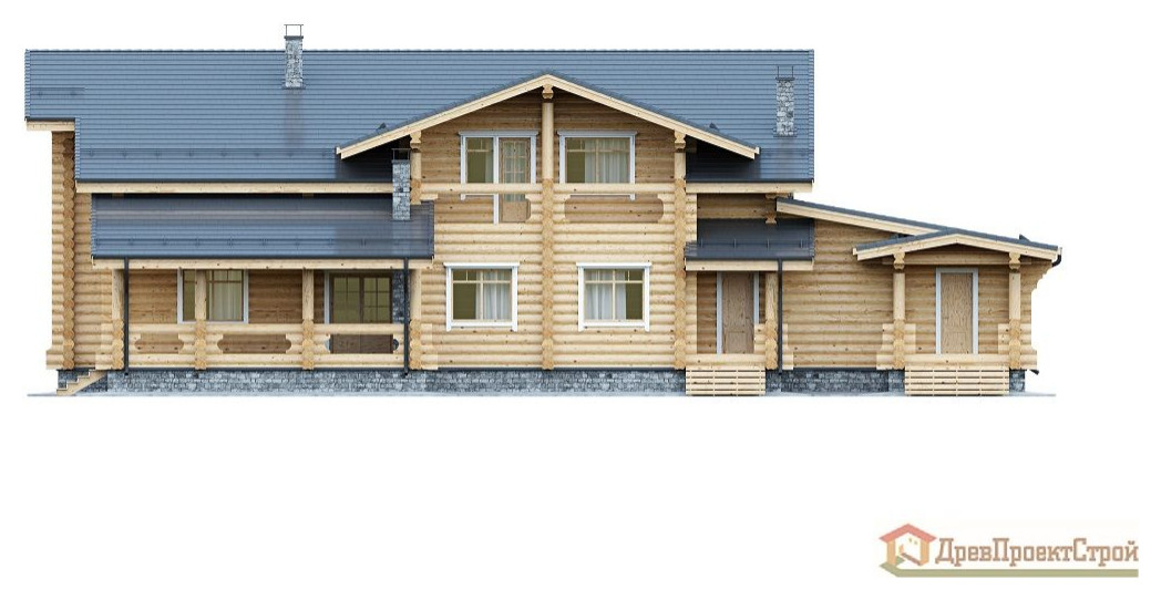 Дом из оцилиндрованных бревен 480,69м². Размеры 17400 х 22900. Проект № 308