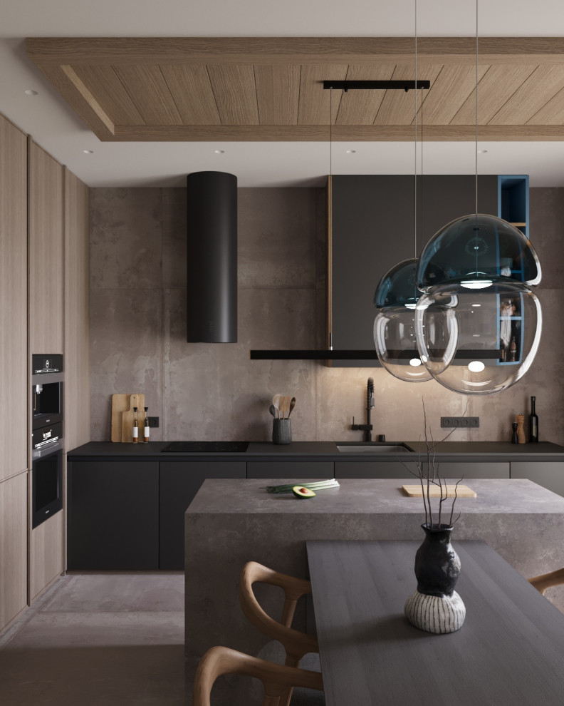 Проект двухкомнатной квартиры с объединенной кухней гостиной