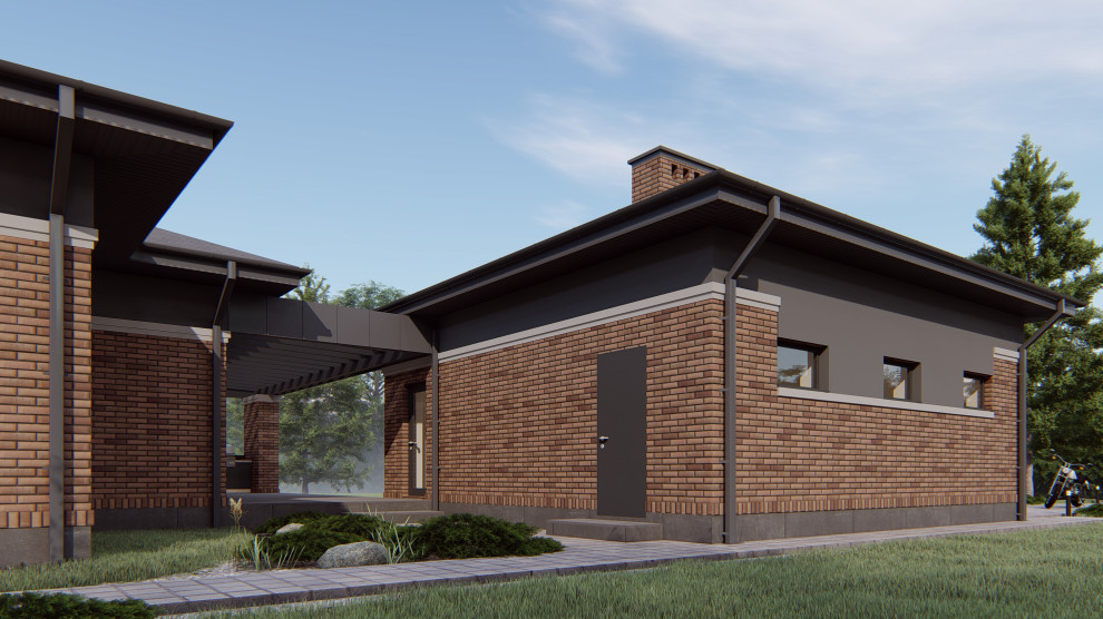Проект одноэтажного дома с отдельным домом для подростка
