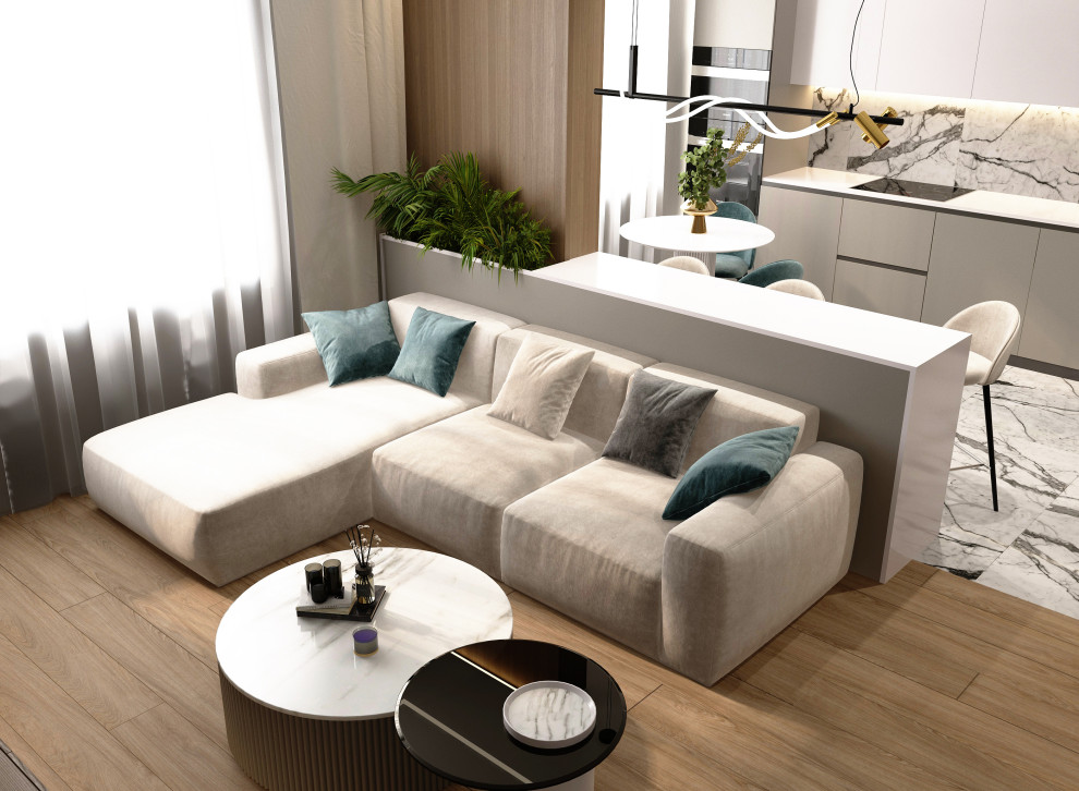 Обложка проекта: Кухня-гостиная в современном стиле г. Дзержинск