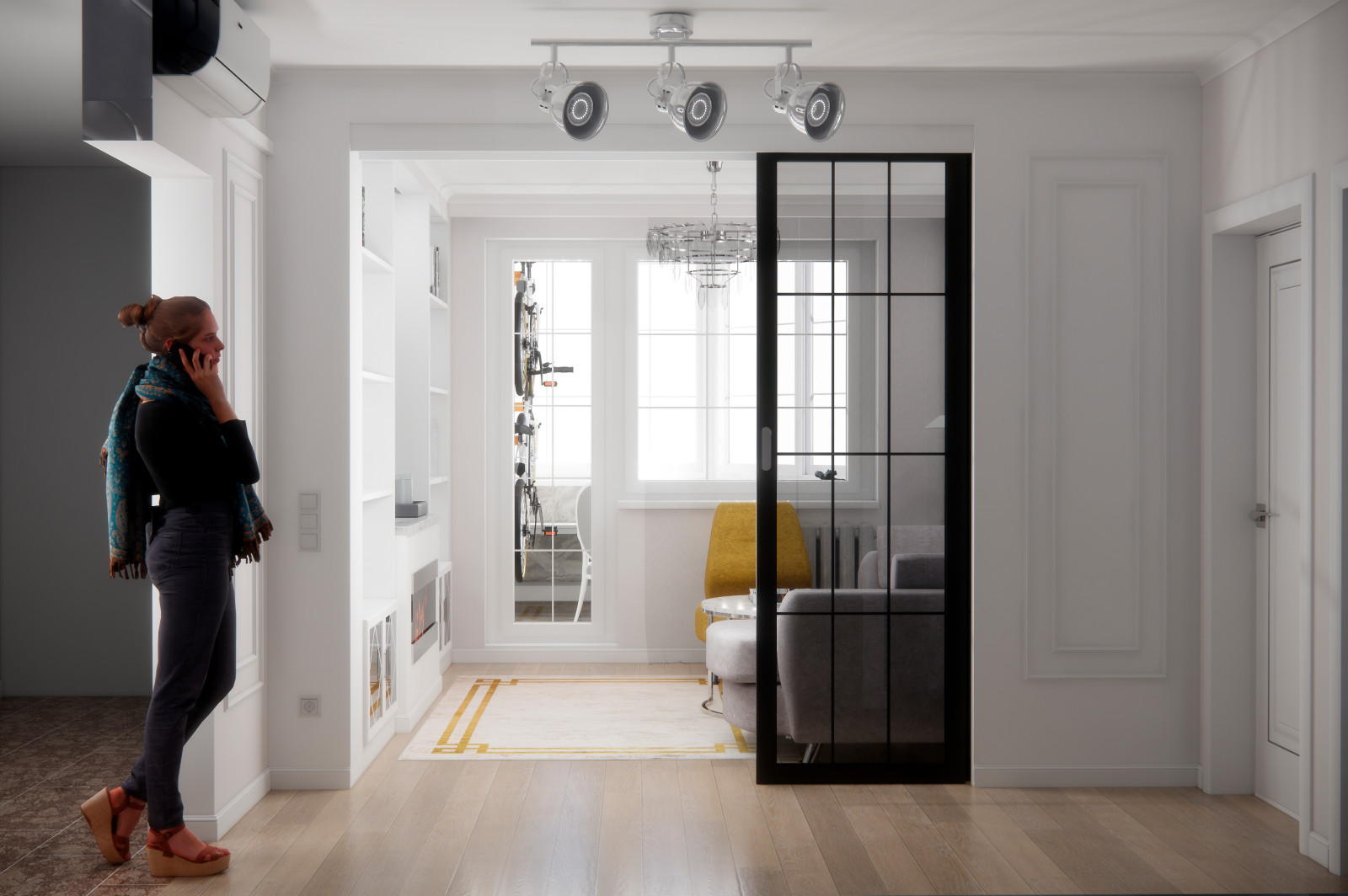 Гостиная, холл и балкон, Нарвская