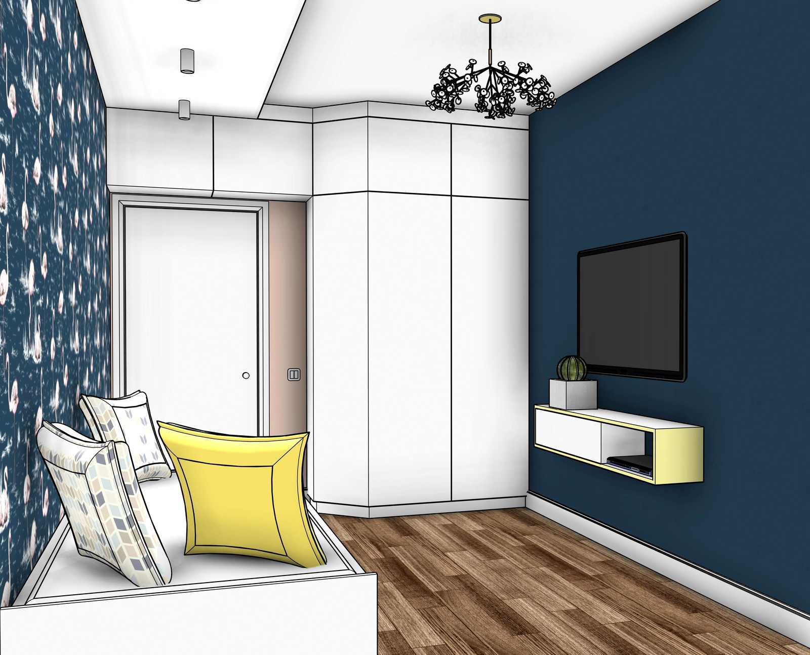 Квартира в новостройке для молодой семьи (дизайн в графике)