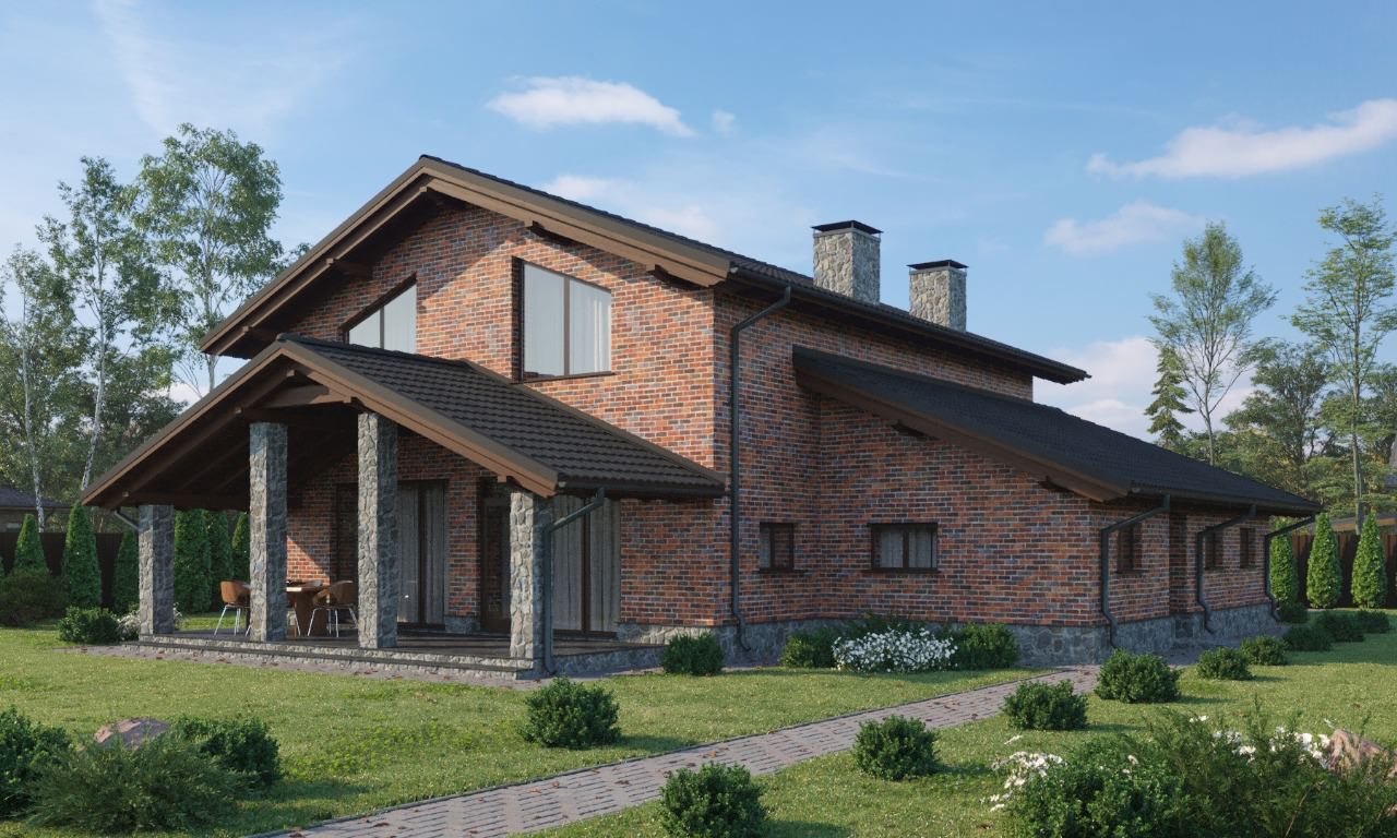 Шале с фасадами из кирпича