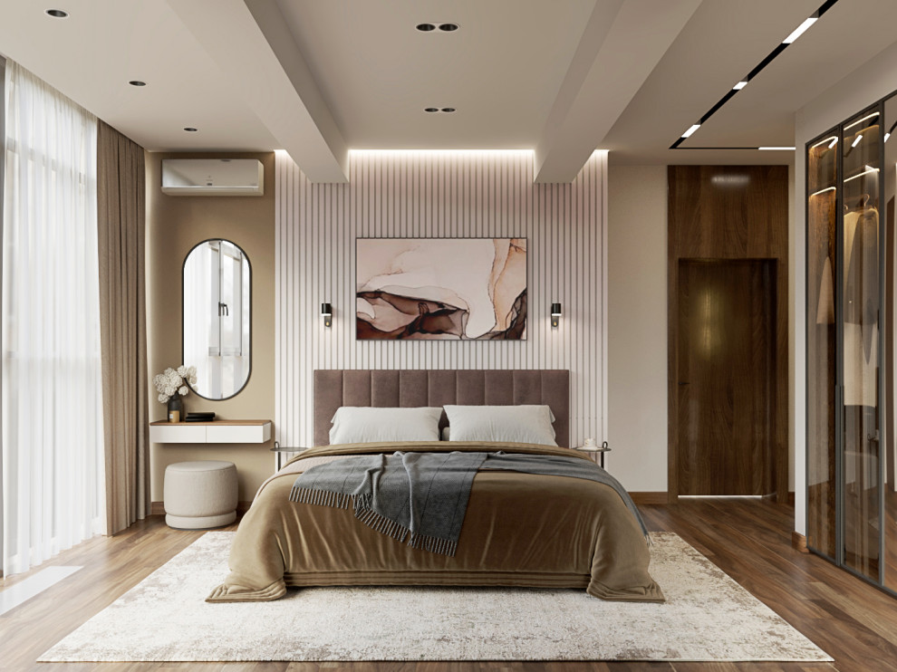 Современная городская квартира с панорамным остеклением в стиле ар-деко