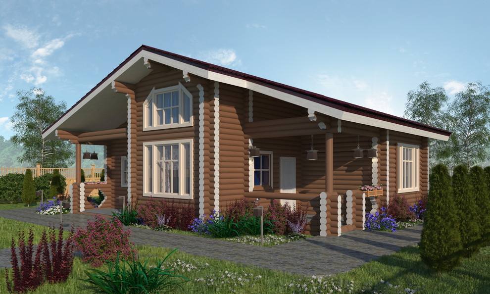 Дома из оцилиндрованного бруса экстерьер
