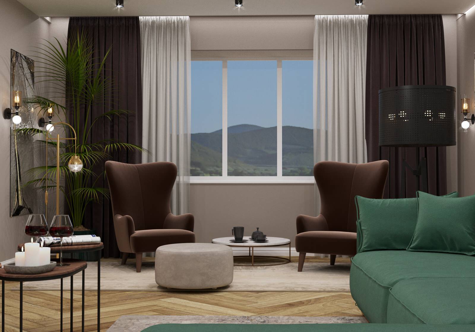 Дизайн проект гостиной в загородном доме. Красноярск