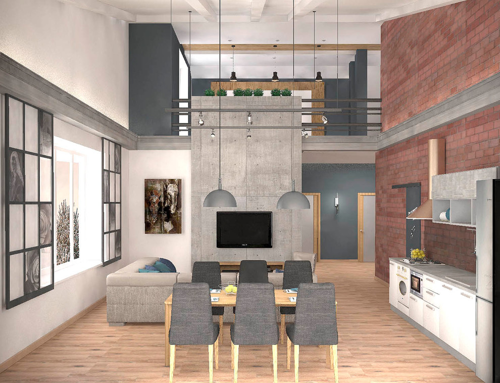 Гостиная в стиле лофт