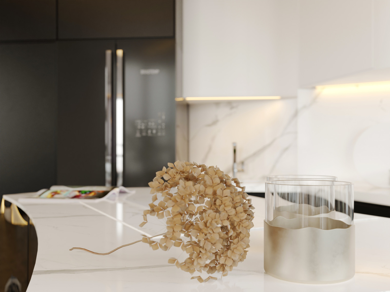 Роскошная гостиная в эклектике с элементами хайтека и минимализма, ЖК "Мегаполи"