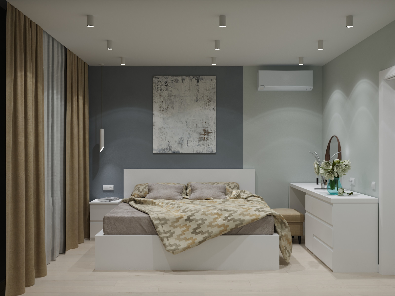 Частный дом «серые оттенки минимализма с современной классикой»