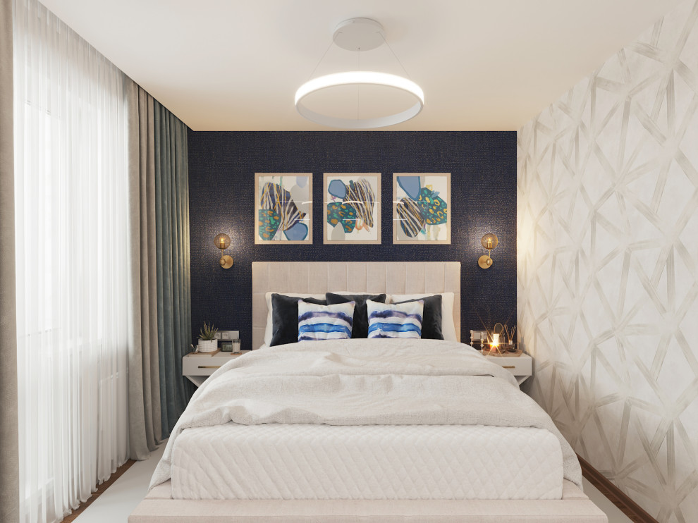 Квартира в оттенках синего для семейной пары