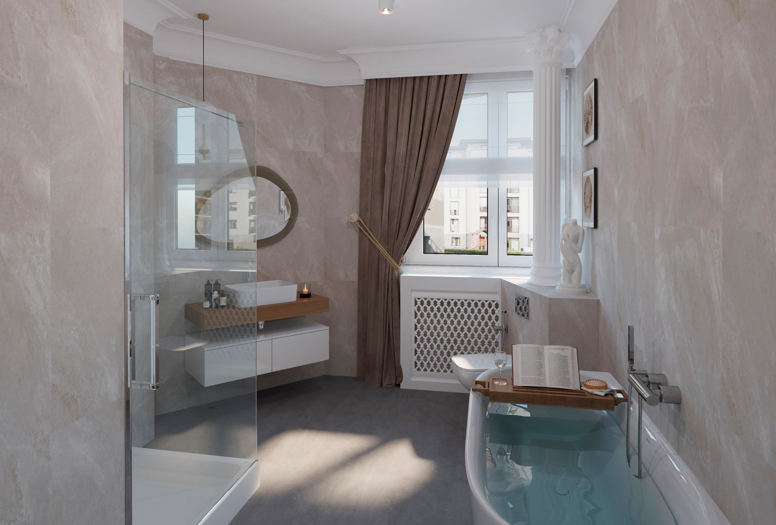 Badezimmer in Vierzimmerwochnung, 108 gm. Berlin.