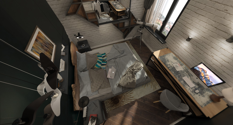 Спальня в квартире для молодой пары.