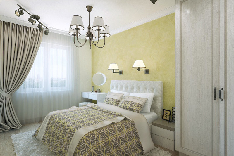 Спальня цвета горчицы