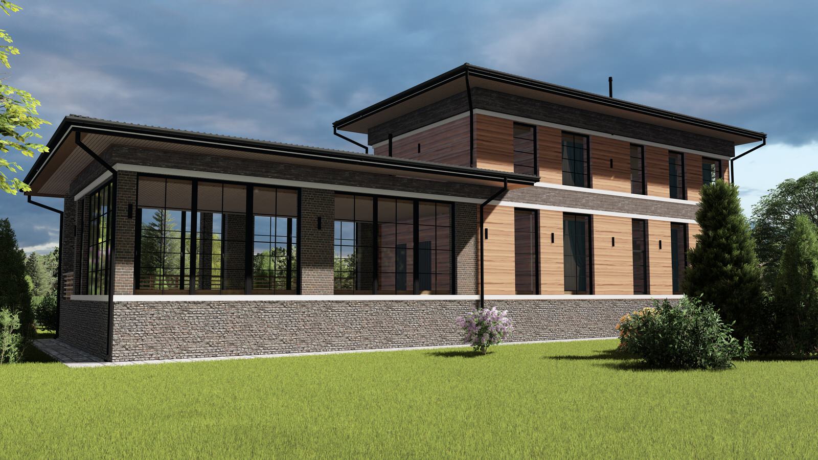 Обложка проекта: Villa Hilton Wright . Концепция загородного элитного дома общей площадью 320м2. в