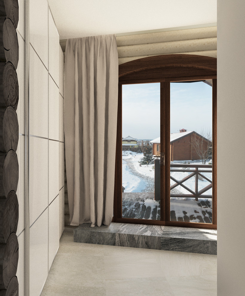 Современный интерьер в срубовом доме