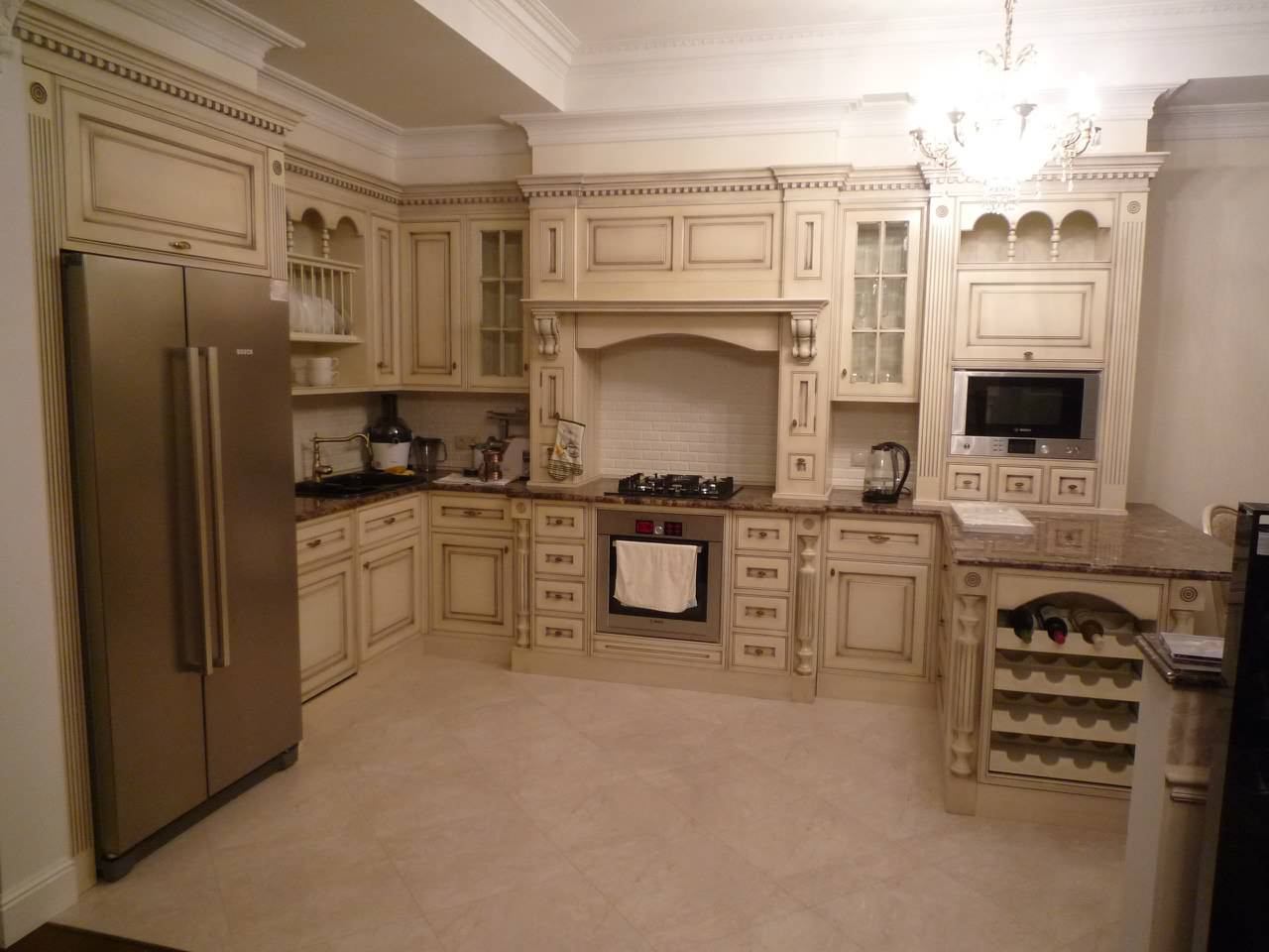 Кухня, МДФ, эмаль, патина, лак