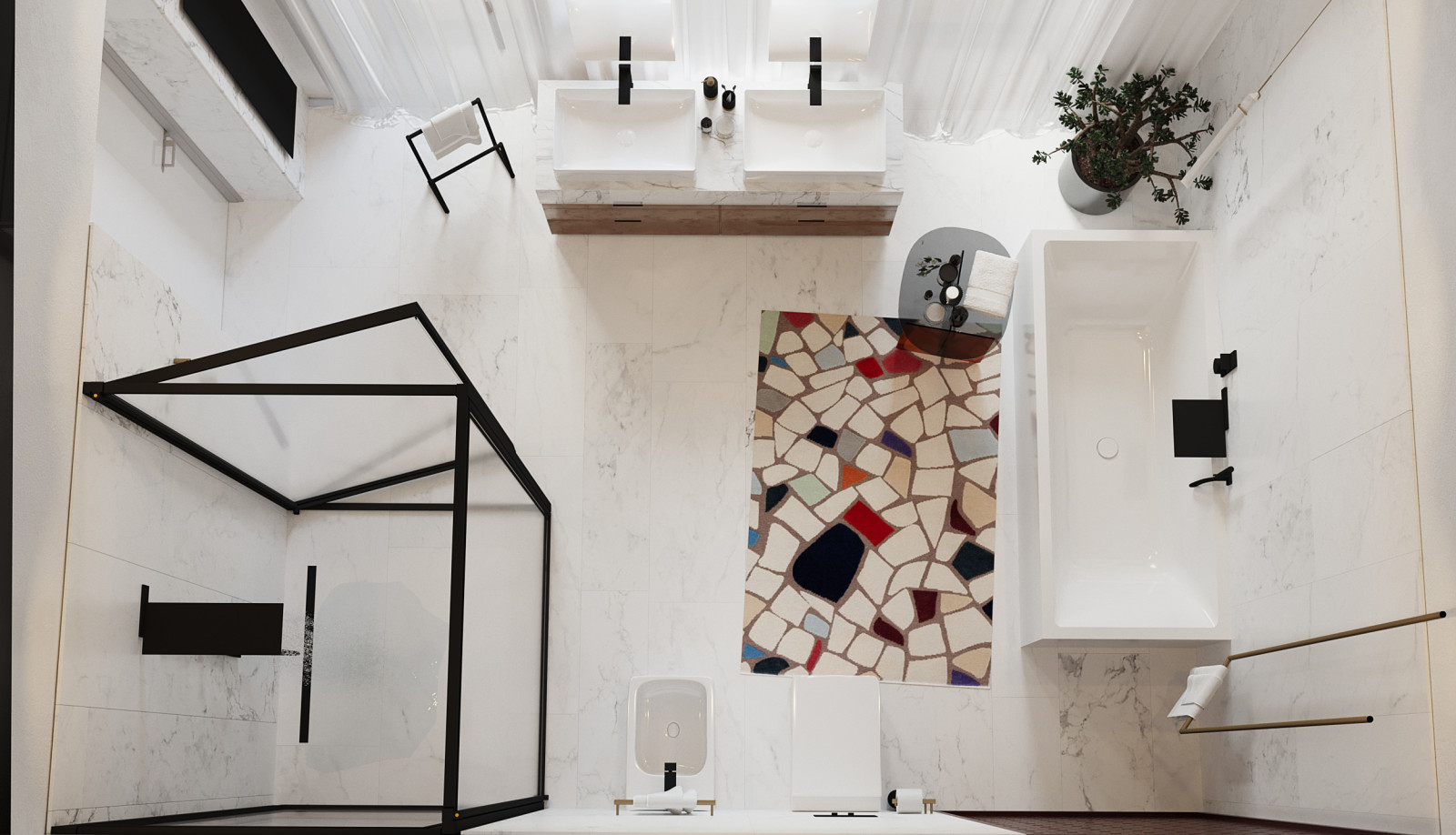 Ванная комната в большом доме во Владимирской области