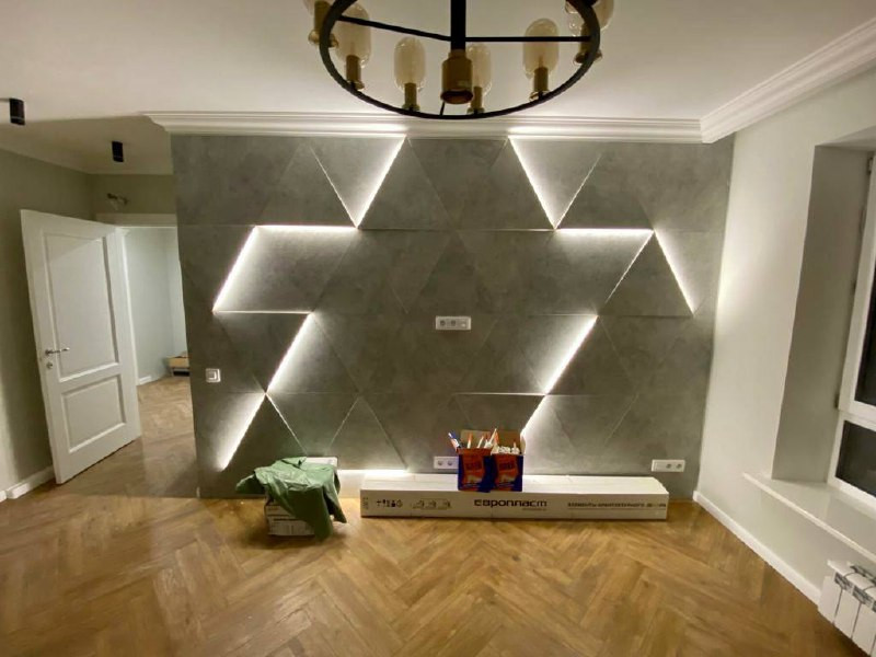 Обложка проекта: панели триангл с подсветкой