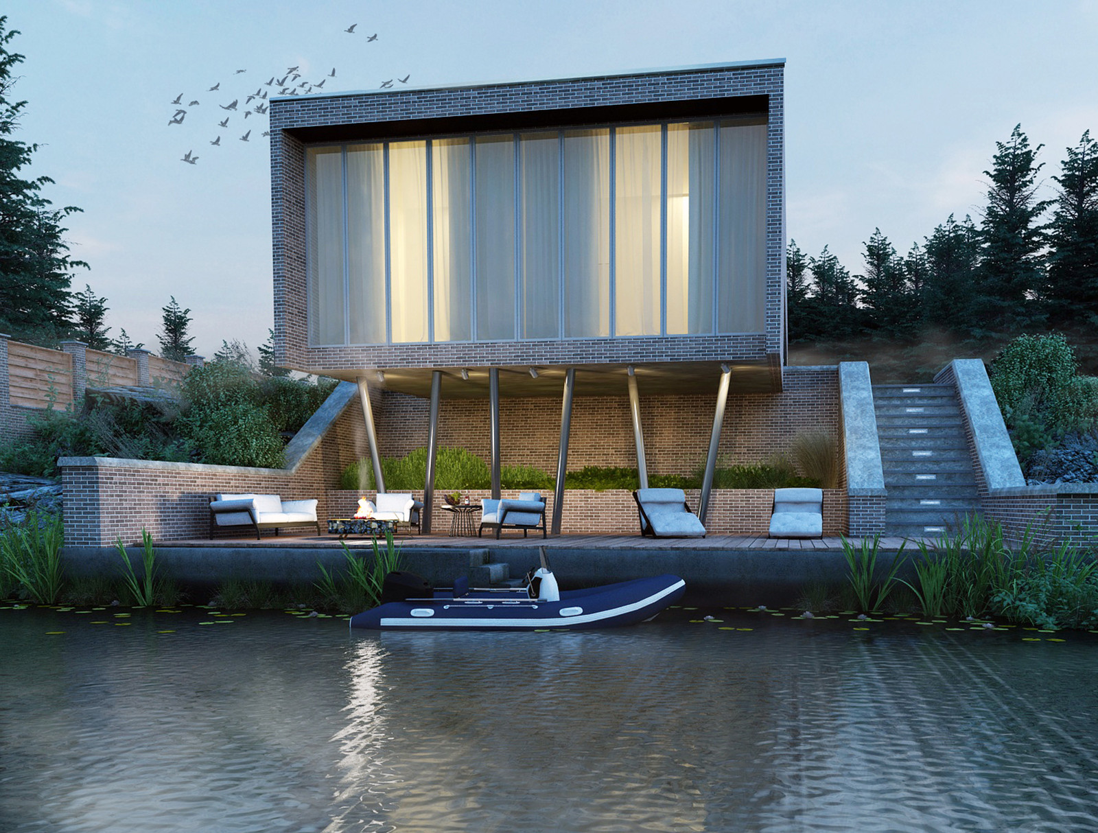 Дом у воды. Общая площадь 208 кв м.