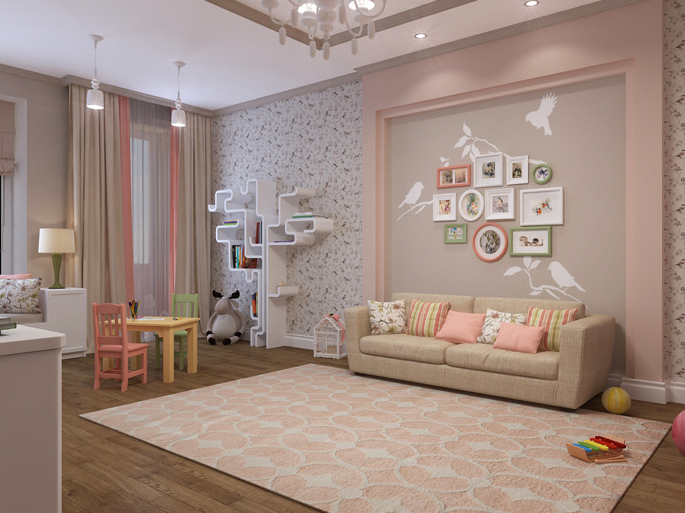 Коттедж в Пестово, дизайн интерьера детской для девочки