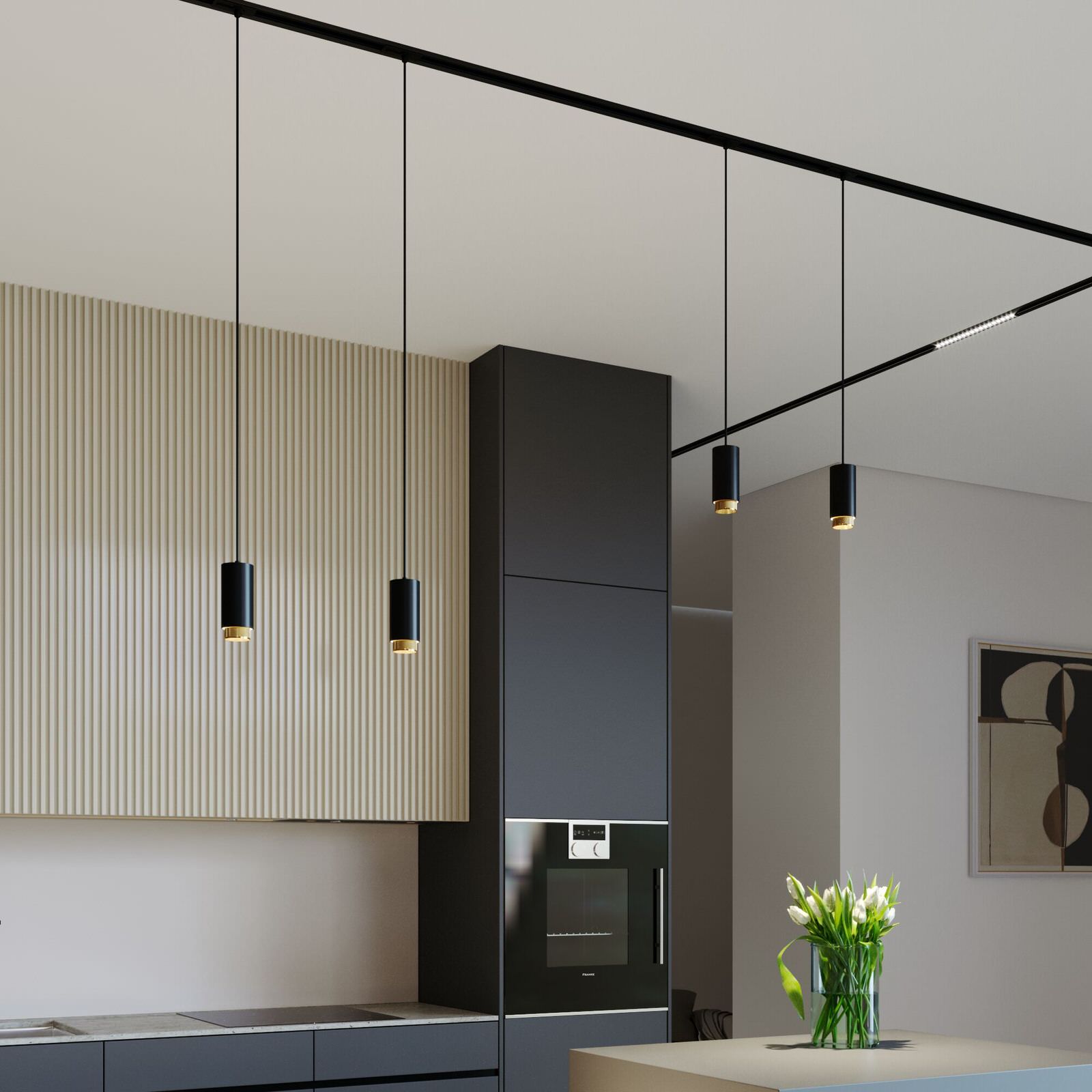 Basic System Nubis Трековый светильник GU10 черный/золото