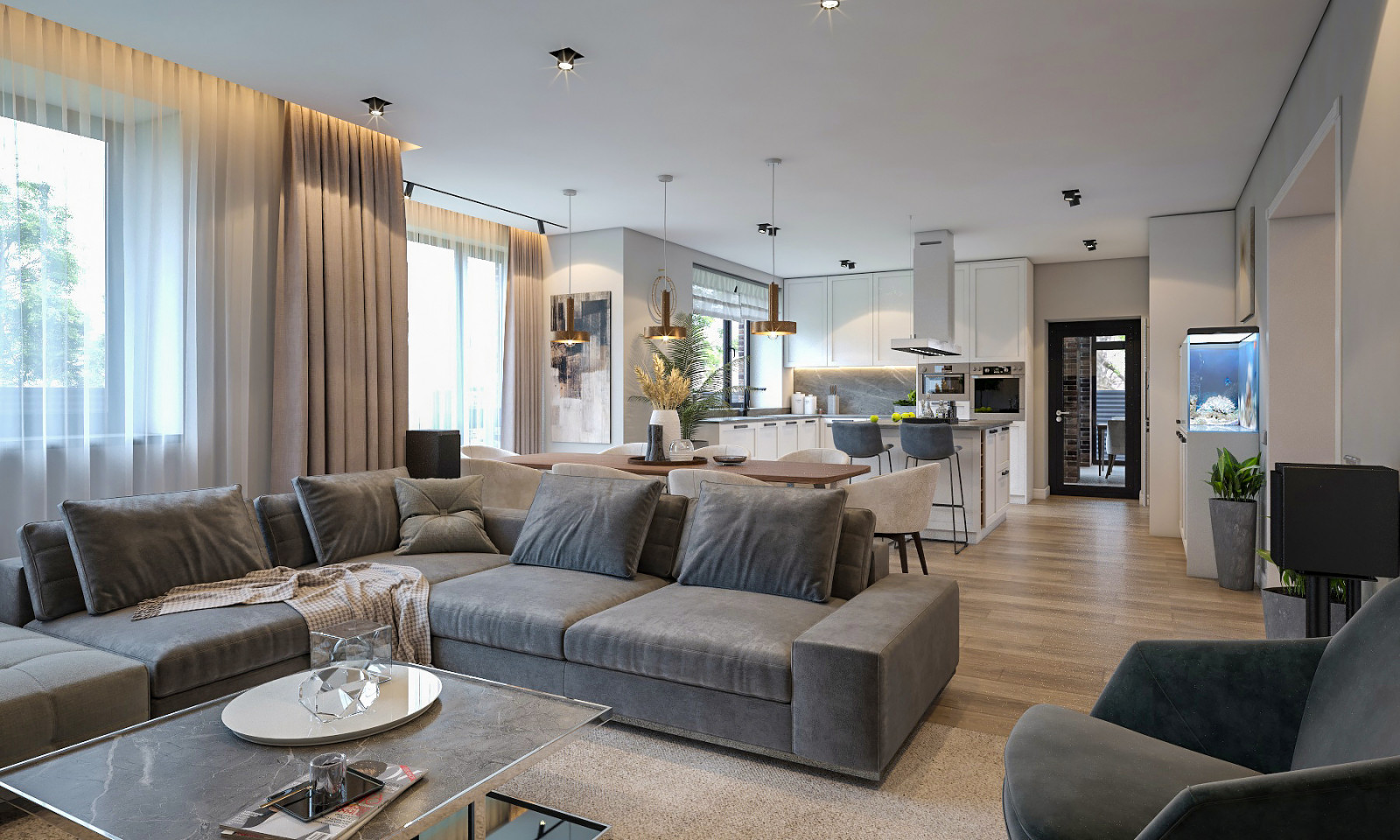 Интерьер гостиной в стиле минимализм