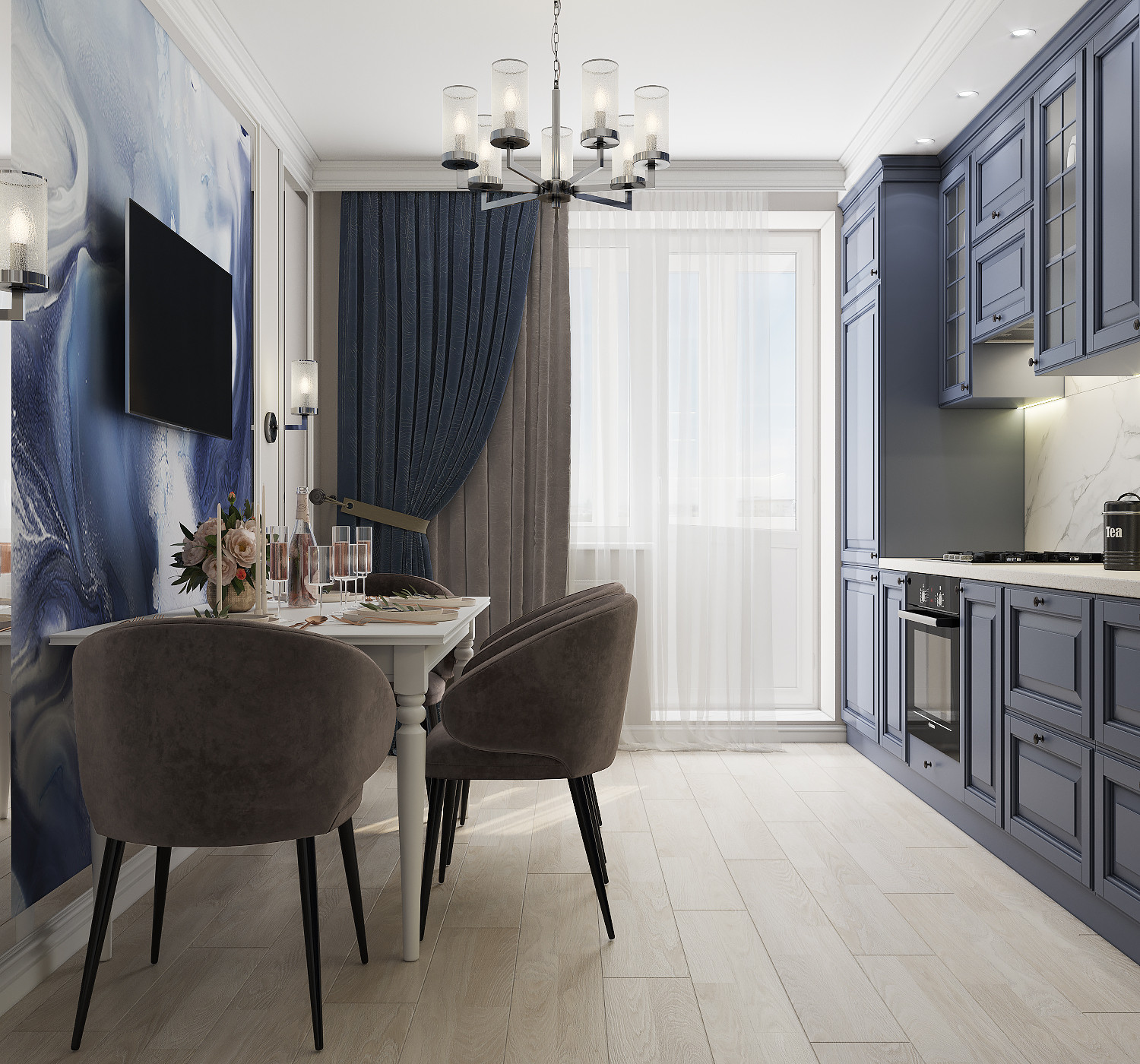 Яркая классика в трехкомнатной квартире