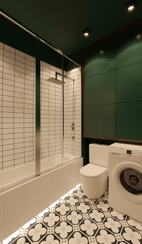 Санузел в темно-зеленом цвете