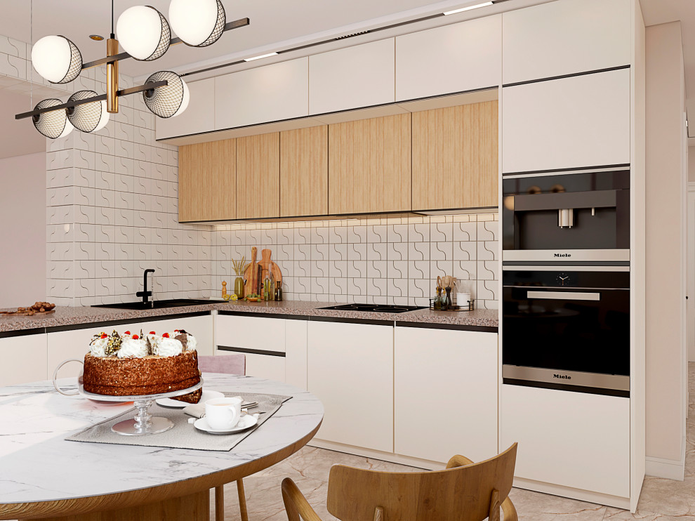 Кухня - гостиная с воздушной лестницей