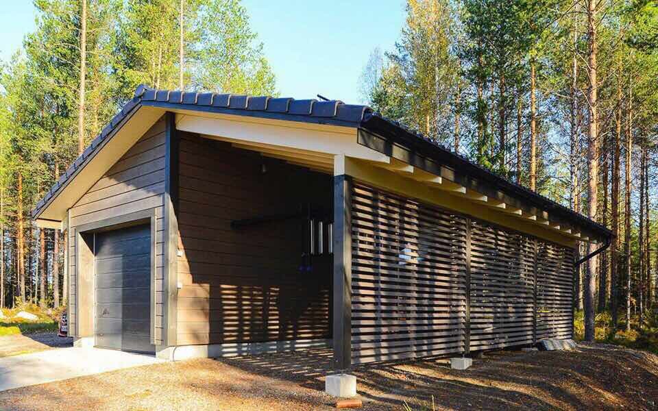 Обложка проекта: Гараж с навесом (каркасник)