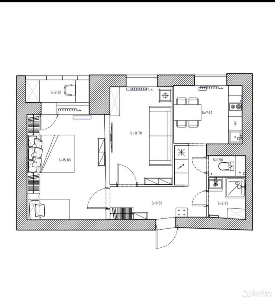 квартира 47.9кв м