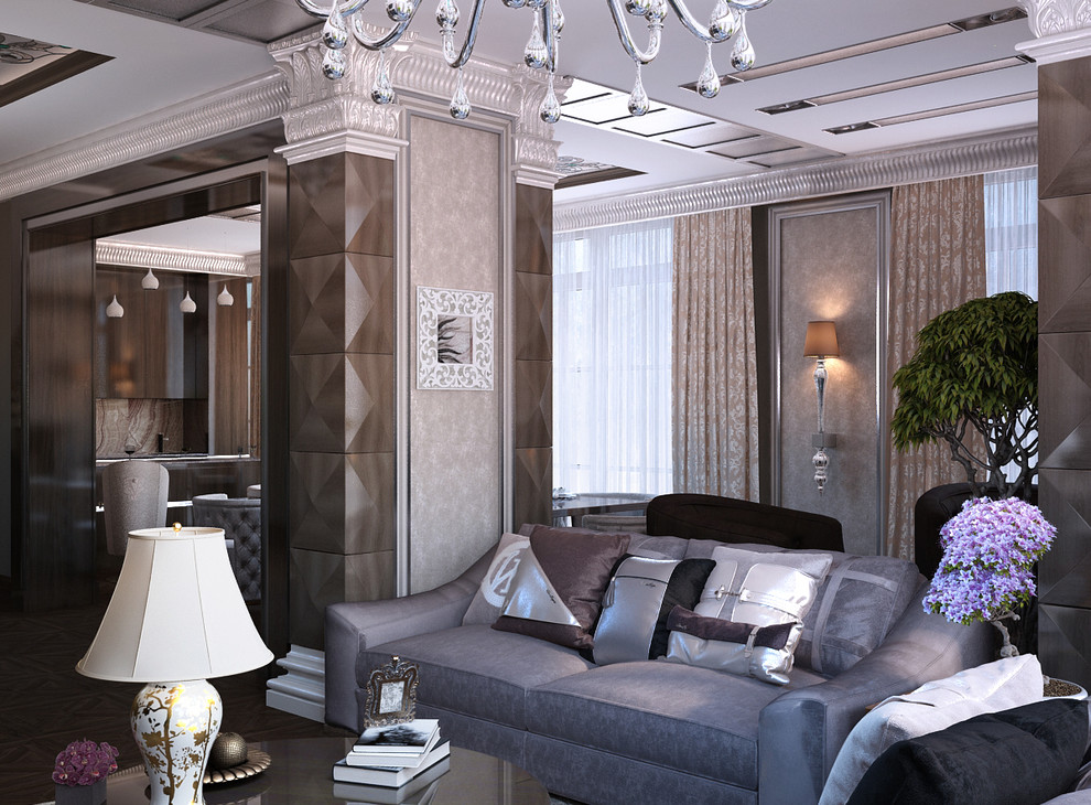 Обложка проекта: гостиная в стиле арт деко