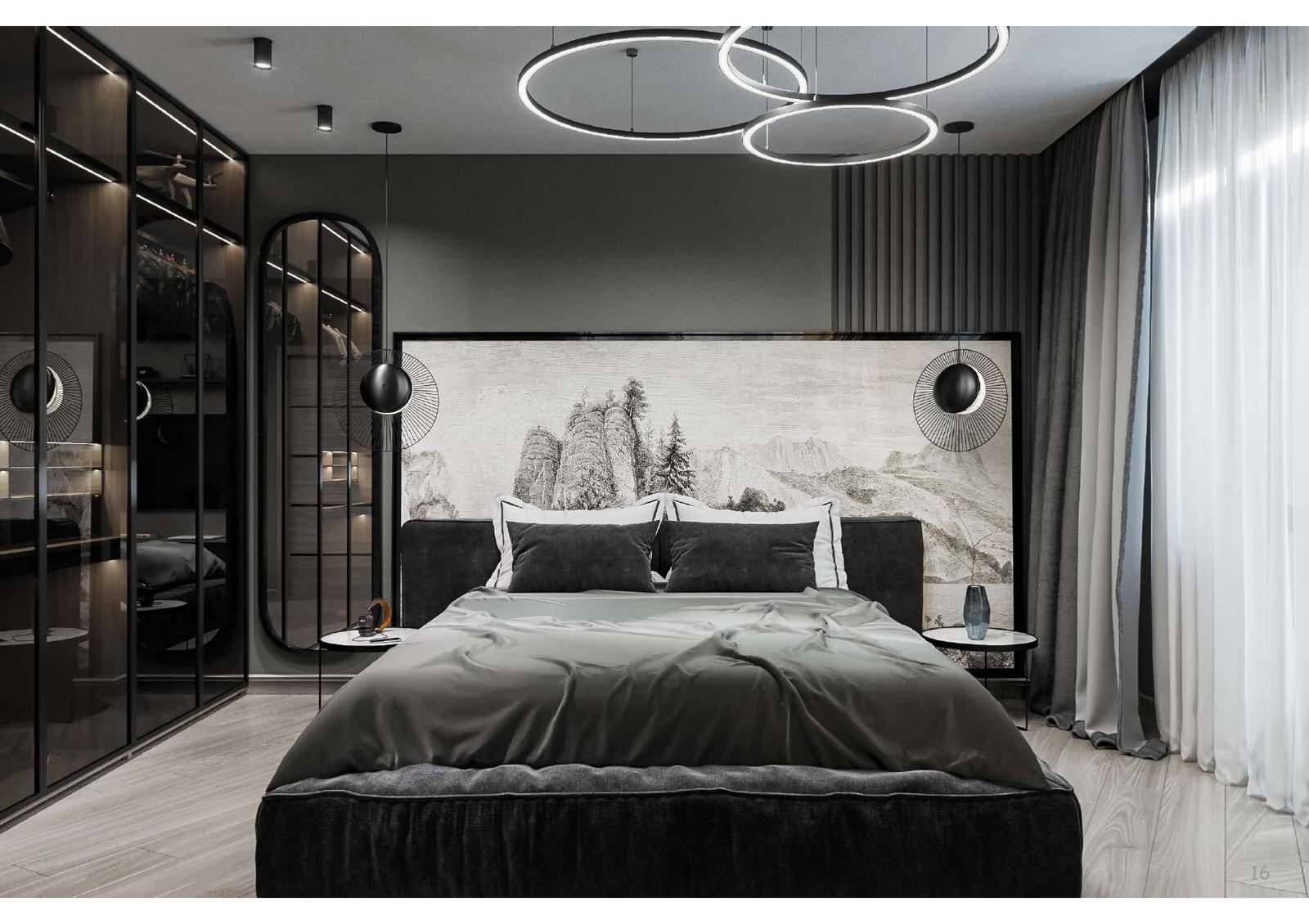 квартира в современном стиле в темных оттенках